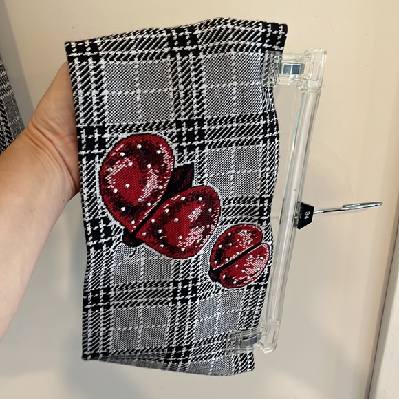 St. John Sport by Marie Gray Medium plaid ladybug knit long sleeve with scarf - Picture 7 of 11